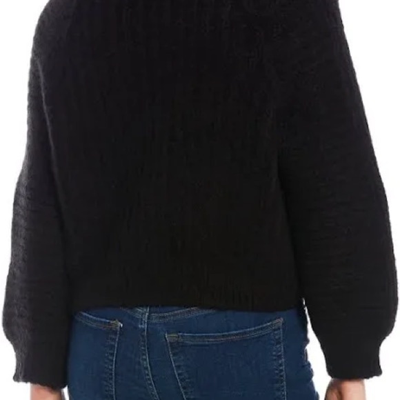 Free People Black Knit Eyelet Crewneck Carter Pullover Women's Size Small - Picture 13 of 14